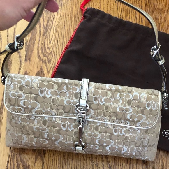 Coach runway collection metallic wristlet leather trim - Picture 3 of 7